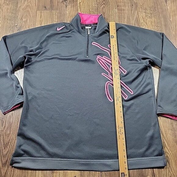 Nike Flight Sweatshirt Mens 2XL Gray Pink Dri Fit Quarter Zip Knit Pullover - Picture 5 of 8